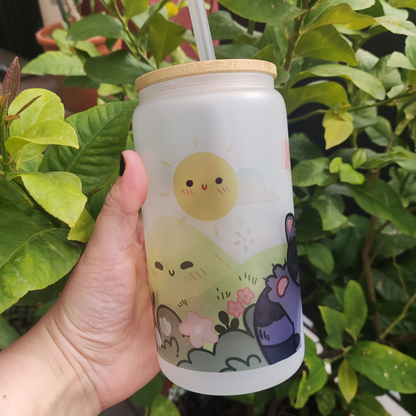 Tumbler/ Tasse en verre mignonne Nugget  le raton laveur