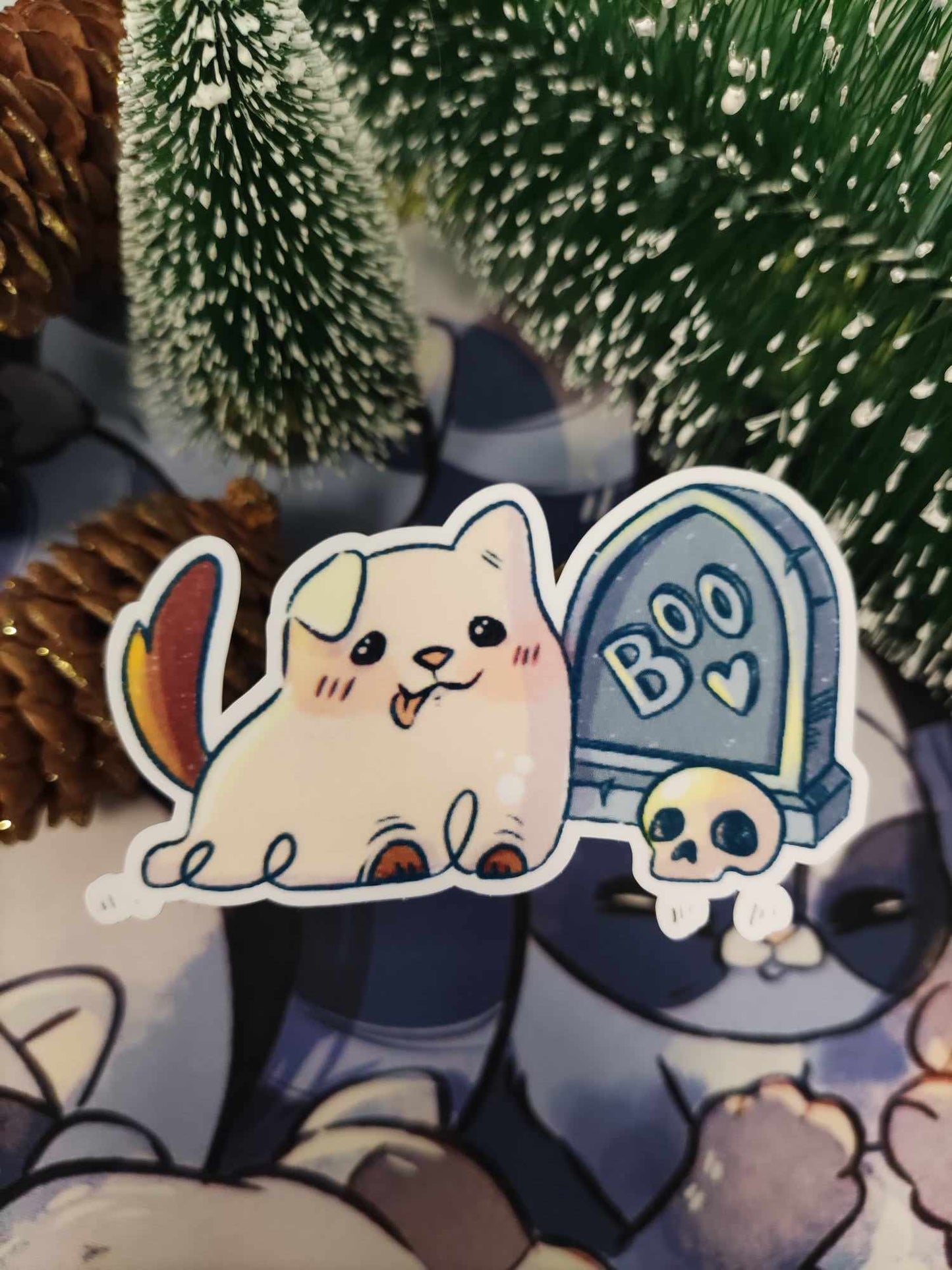 Sticker Chien cimetière kawaii