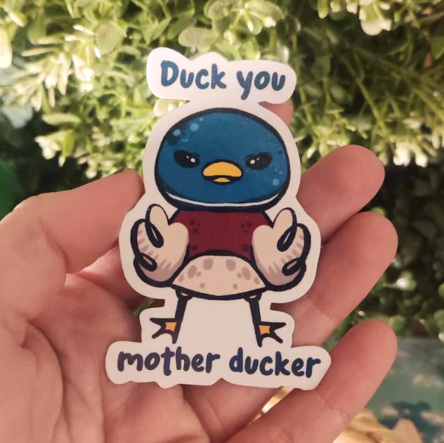 Sticker Canard " Motherducker " / Sticker humour drole