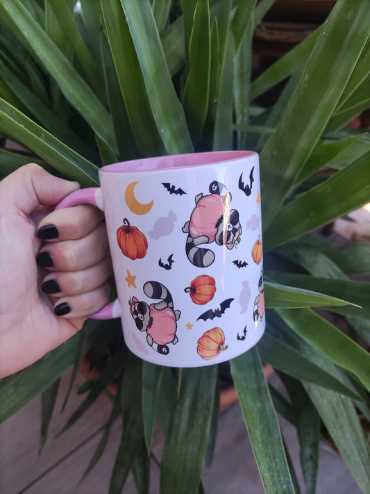 Mug mignon d'halloween "Nugget à la chasse aux bonbons" bicolore