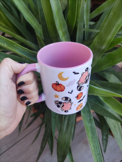 Mug mignon d'halloween "Nugget à la chasse aux bonbons" bicolore