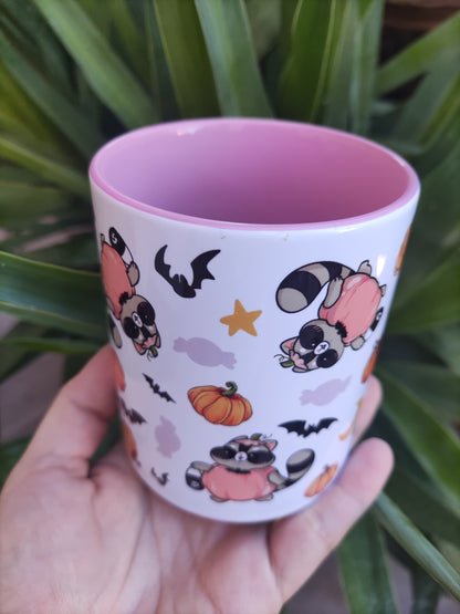 Mug mignon d'halloween "Nugget à la chasse aux bonbons" bicolore