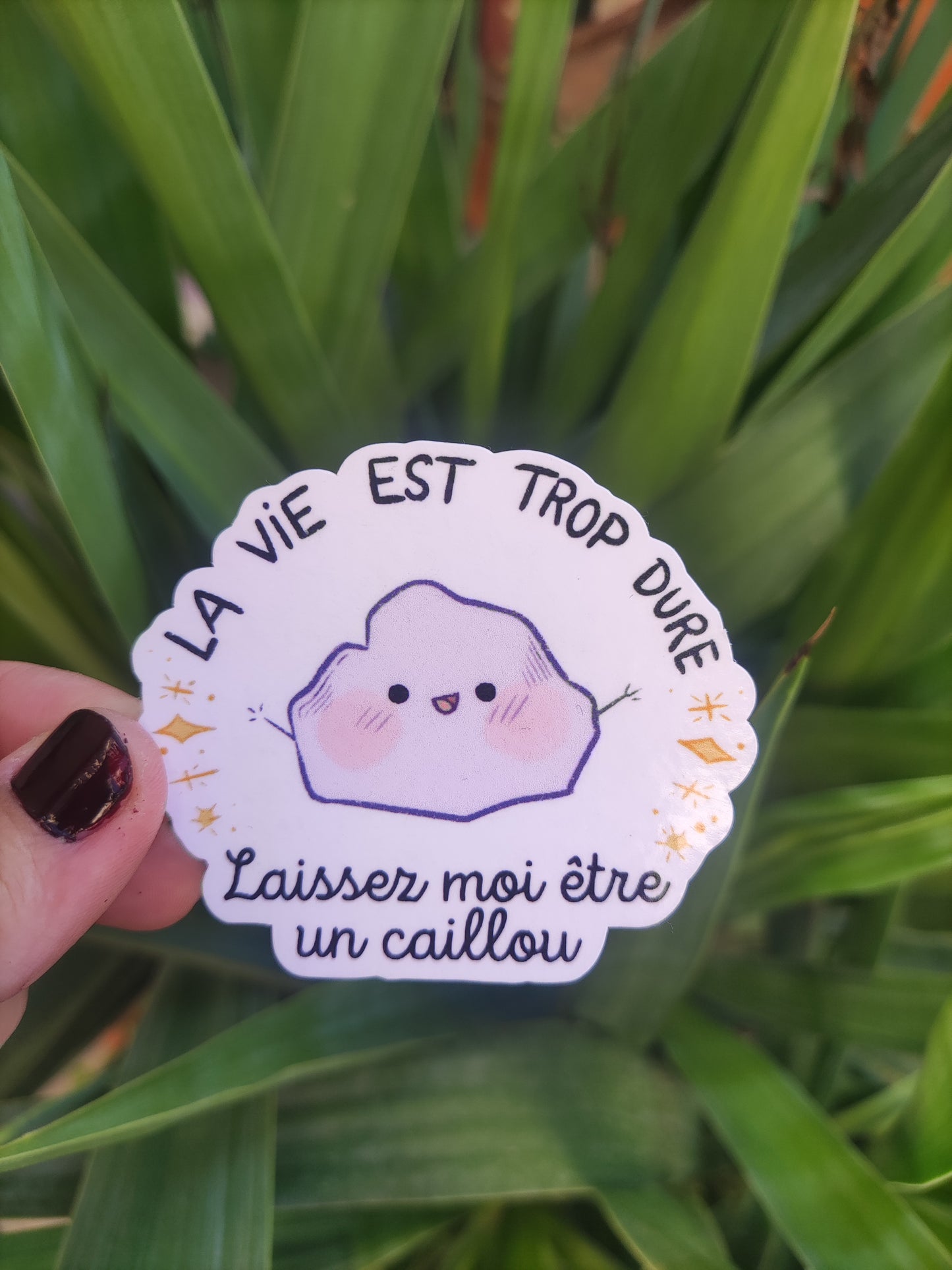 Sticker cute " laissez moi être un caillou"