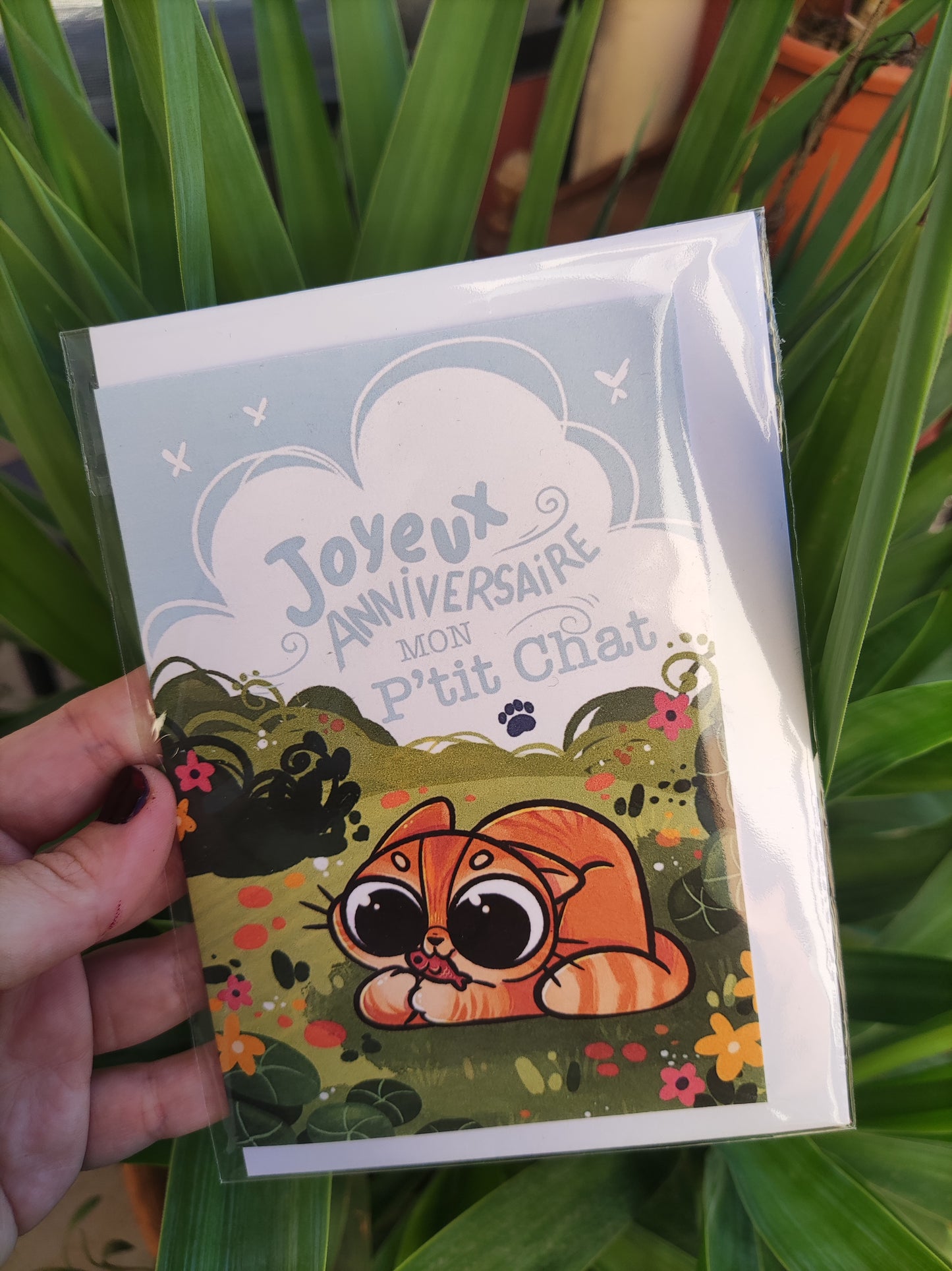 carte de voeux "joyeux anniversaire mon petit chat"