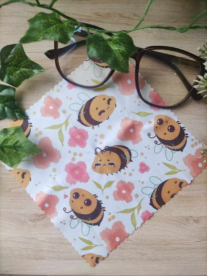 Adorable Chiffon Microfibre Pour Lunettes " Bee Happy" Abeilles kawaii