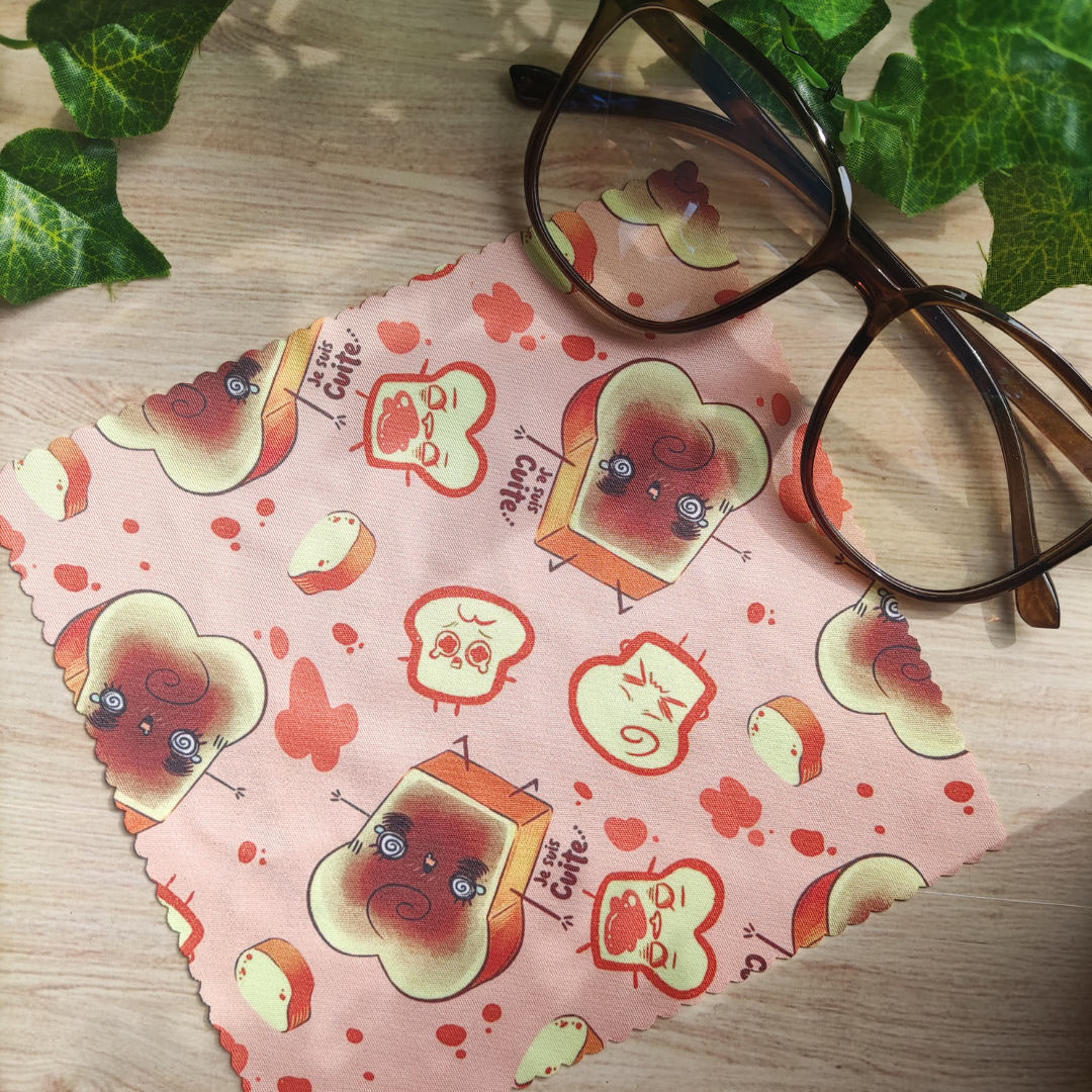 Adorable Chiffon Microfibre Pour Lunettes " Tartine en burn out" kawaii