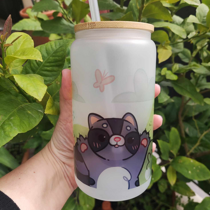 Tumbler/ Tasse en verre mignonne Nugget  le raton laveur