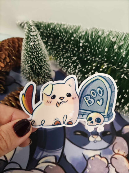 Sticker Chien cimetière kawaii