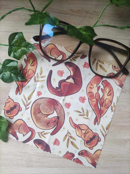 Adorable Chiffon Microfibre Pour Lunettes " Famille de Loutres"