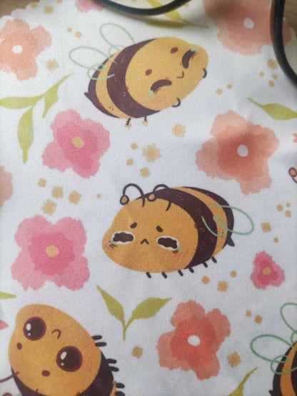 Adorable Chiffon Microfibre Pour Lunettes " Bee Happy" Abeilles kawaii