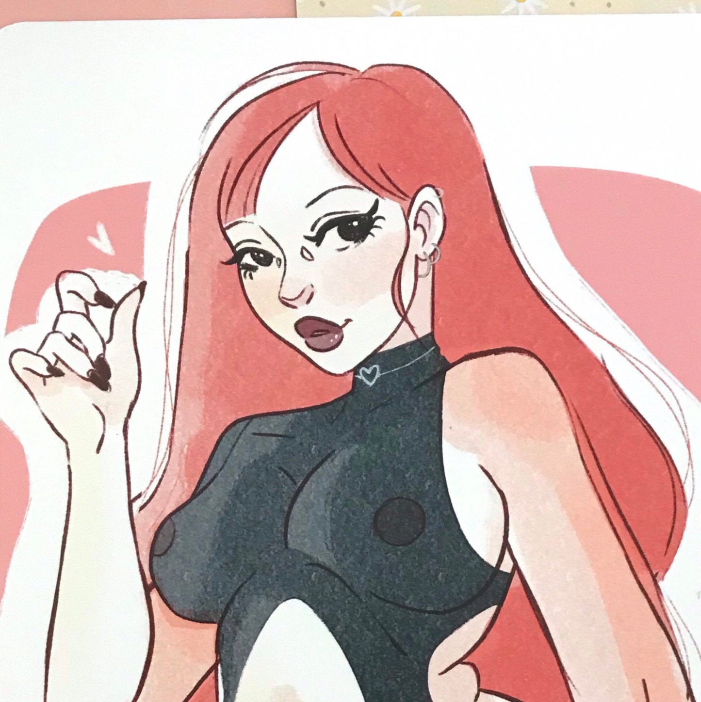 Print format A5 Vampire rousse gothique sexy