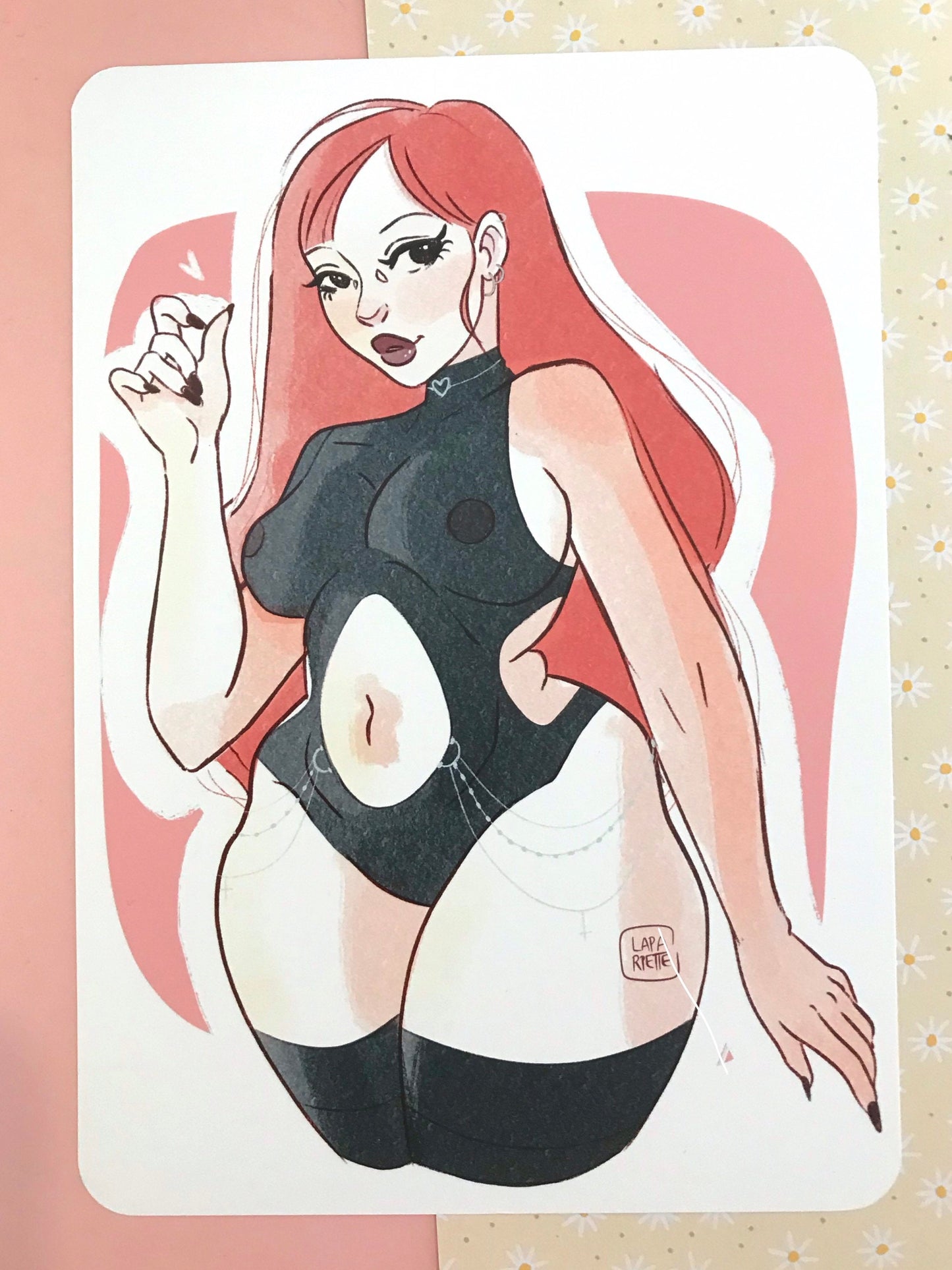 Print format A5 Vampire rousse gothique sexy