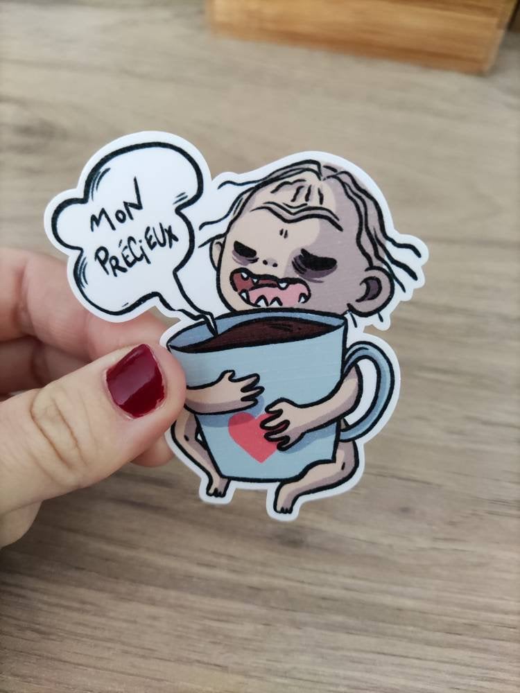 Sticker Gollum café mon précieux humour