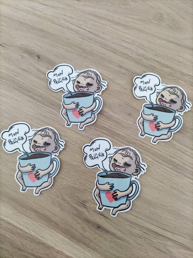 Sticker Gollum café mon précieux humour