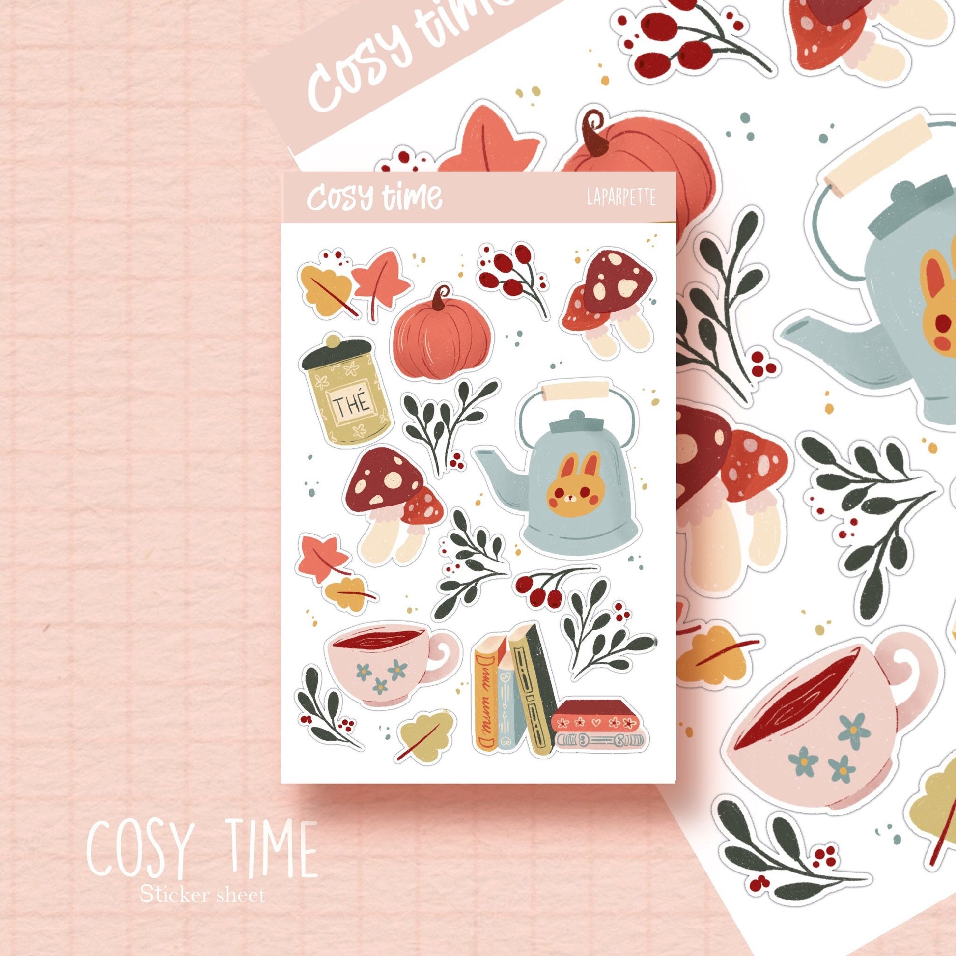 Planche de stickers pour BuJo/ planner ou decoration / autocollants mignons / cosy Time / cottagecore / automne hiver inspiration