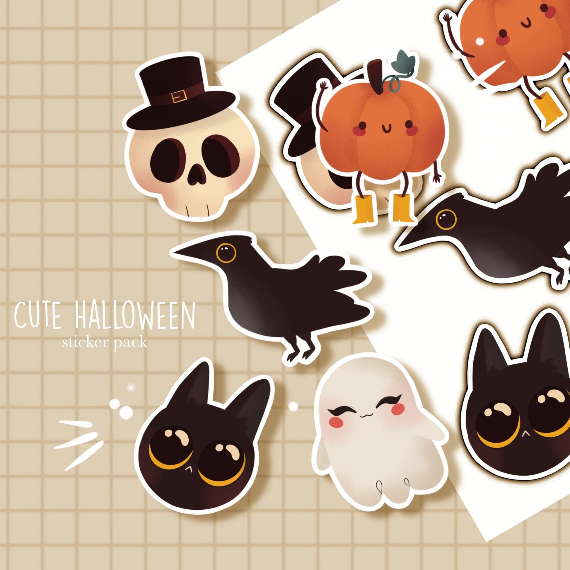 Pack de 5 stickers d’Halloween / stickers mignons / idée cadeau