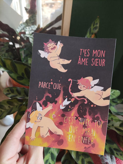 Carte de vœux "mon âme sœur " idée cadeau saint Valentin / cadeau pour la famille ou les amis