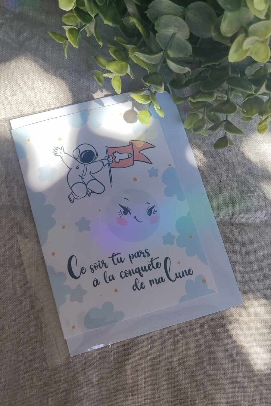 carte de vœux "Destination Lune" idée cadeau st valentin