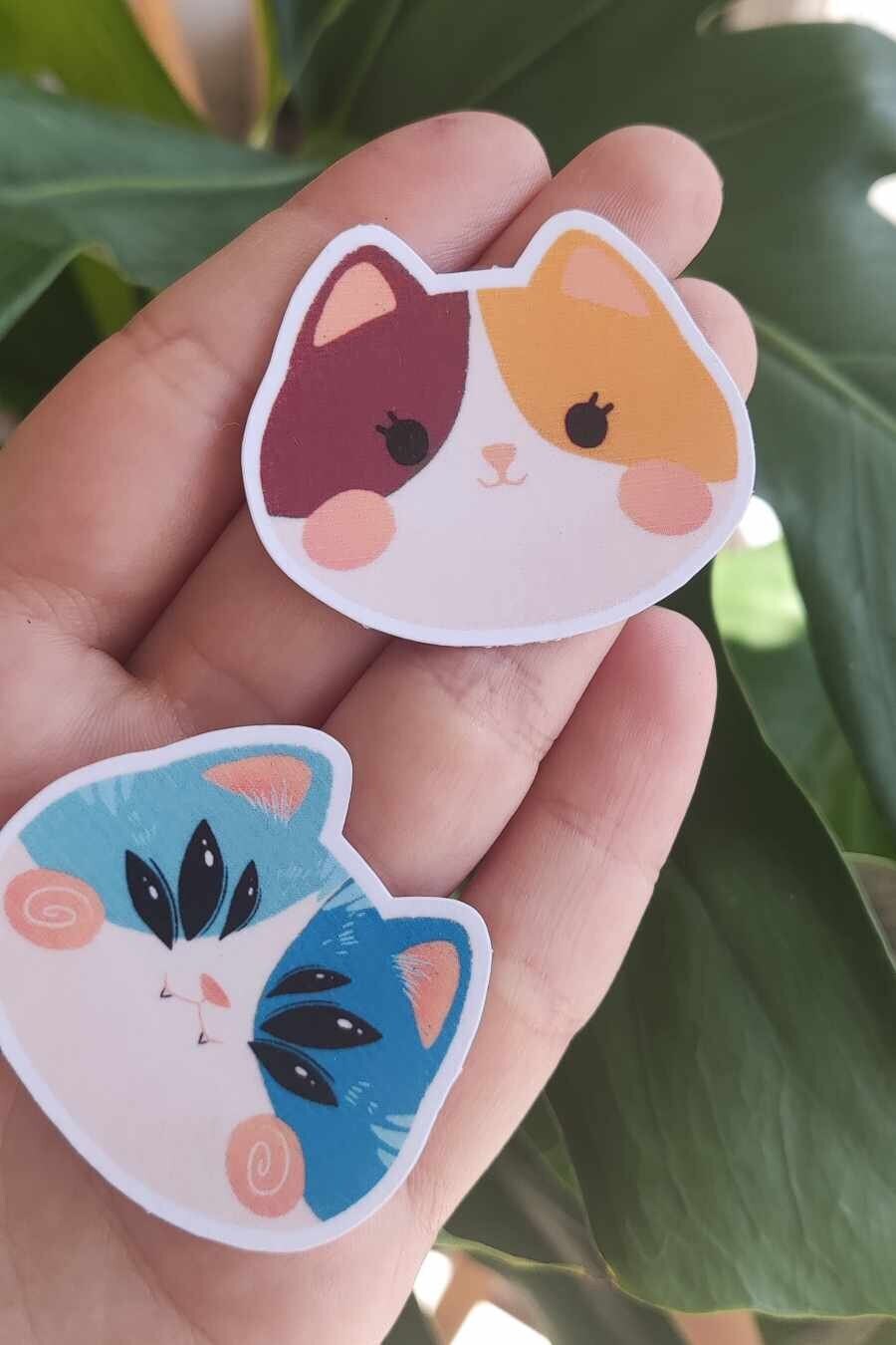 Lot de 3 stickers chats mignon