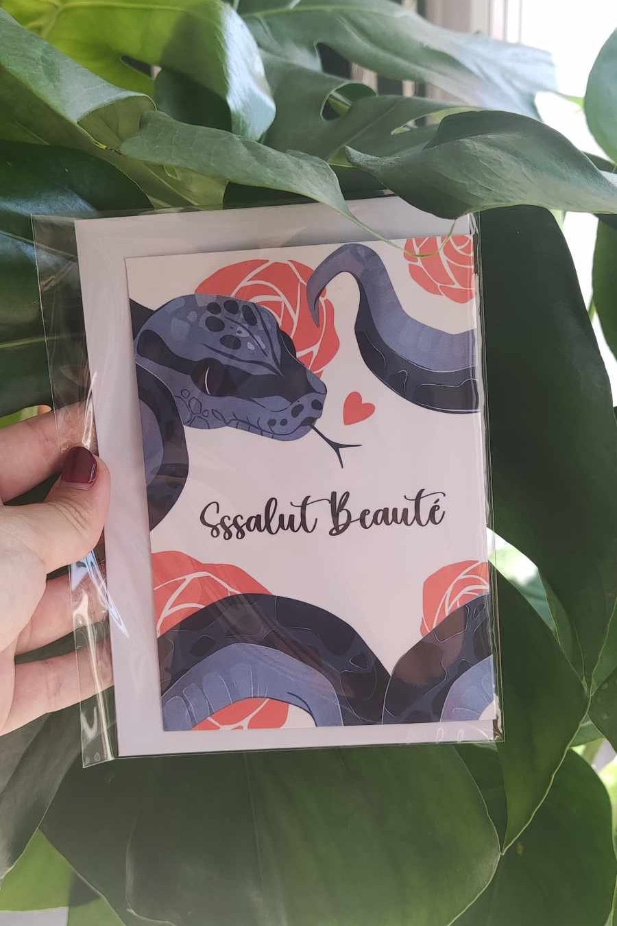 carte de vœux " Sssalut beauté " idée cadeau st valentin