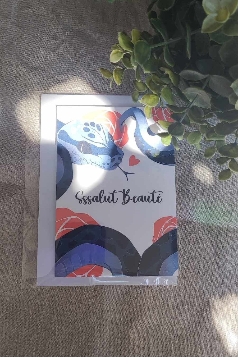 carte de vœux " Sssalut beauté " idée cadeau st valentin