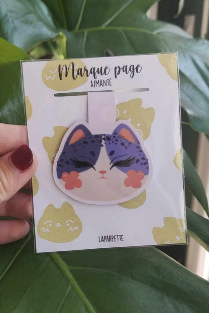 Marque pages aimanté "Chat violet"/ marque page chat mignon / marque page mignon / livres / papeterie mignonne kawaii