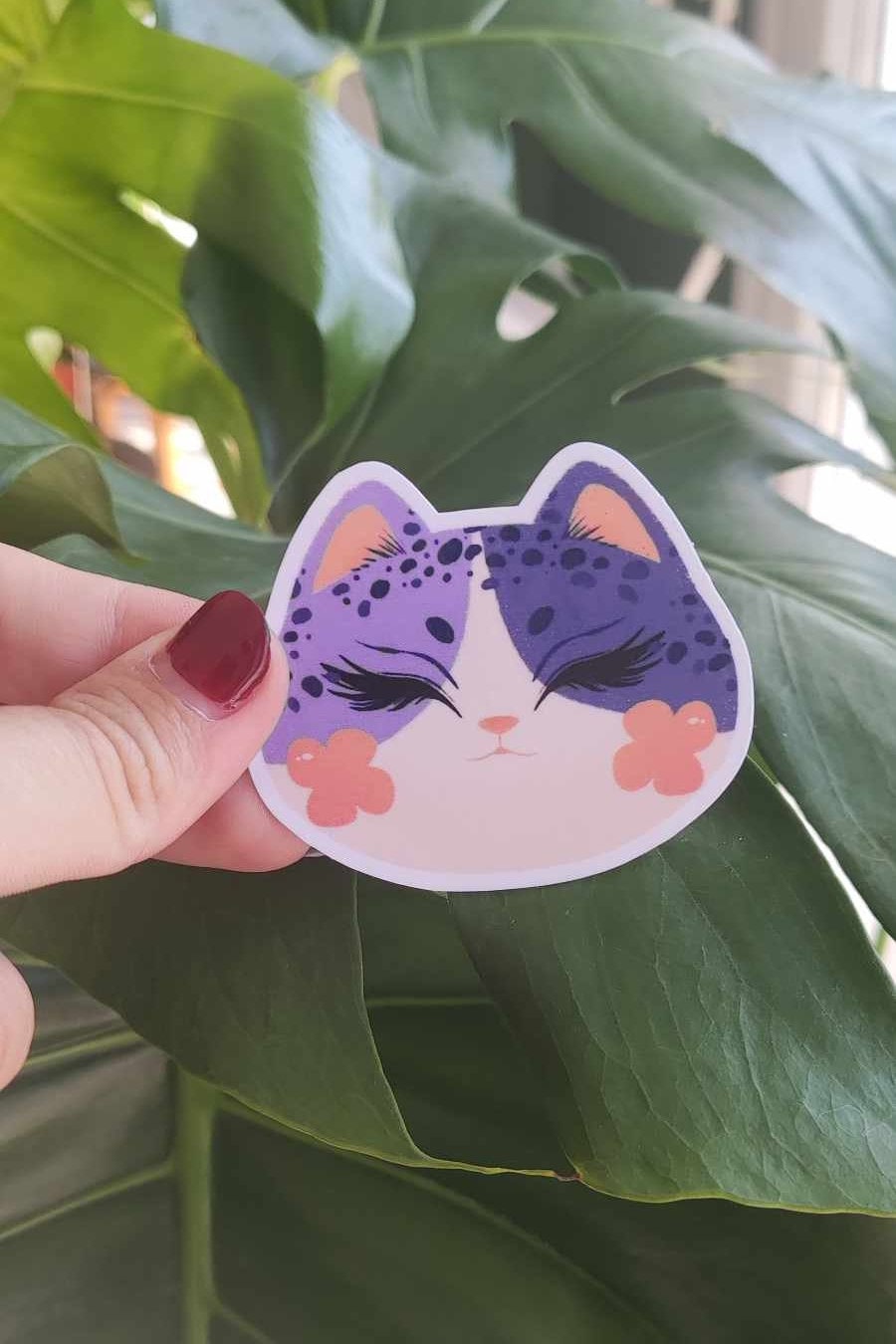 Sticker chat violet mignon