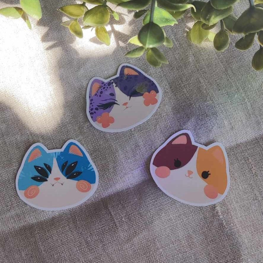 Lot de 3 stickers chats mignon