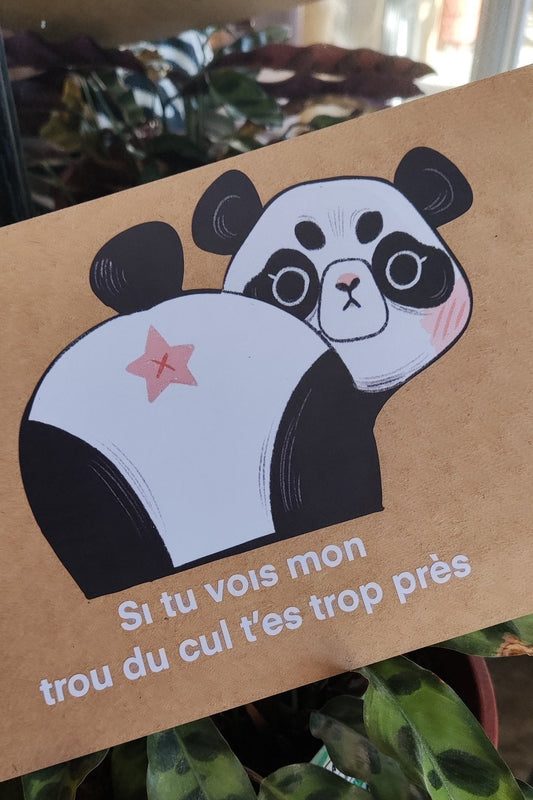 Sticker pour voiture drôle Panda "Trop près"