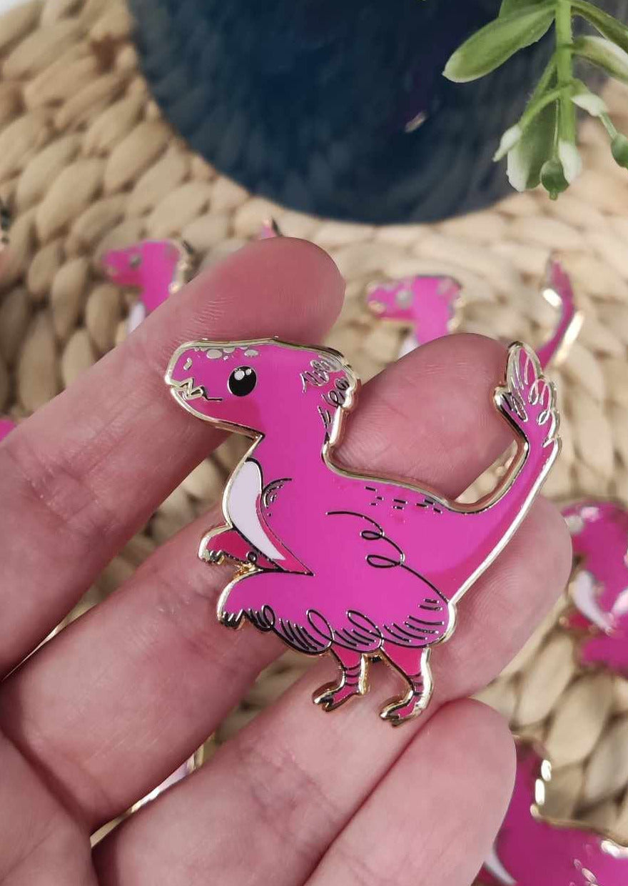 Pins metal dur pinkocera petit dinosaure mignon rose grade A