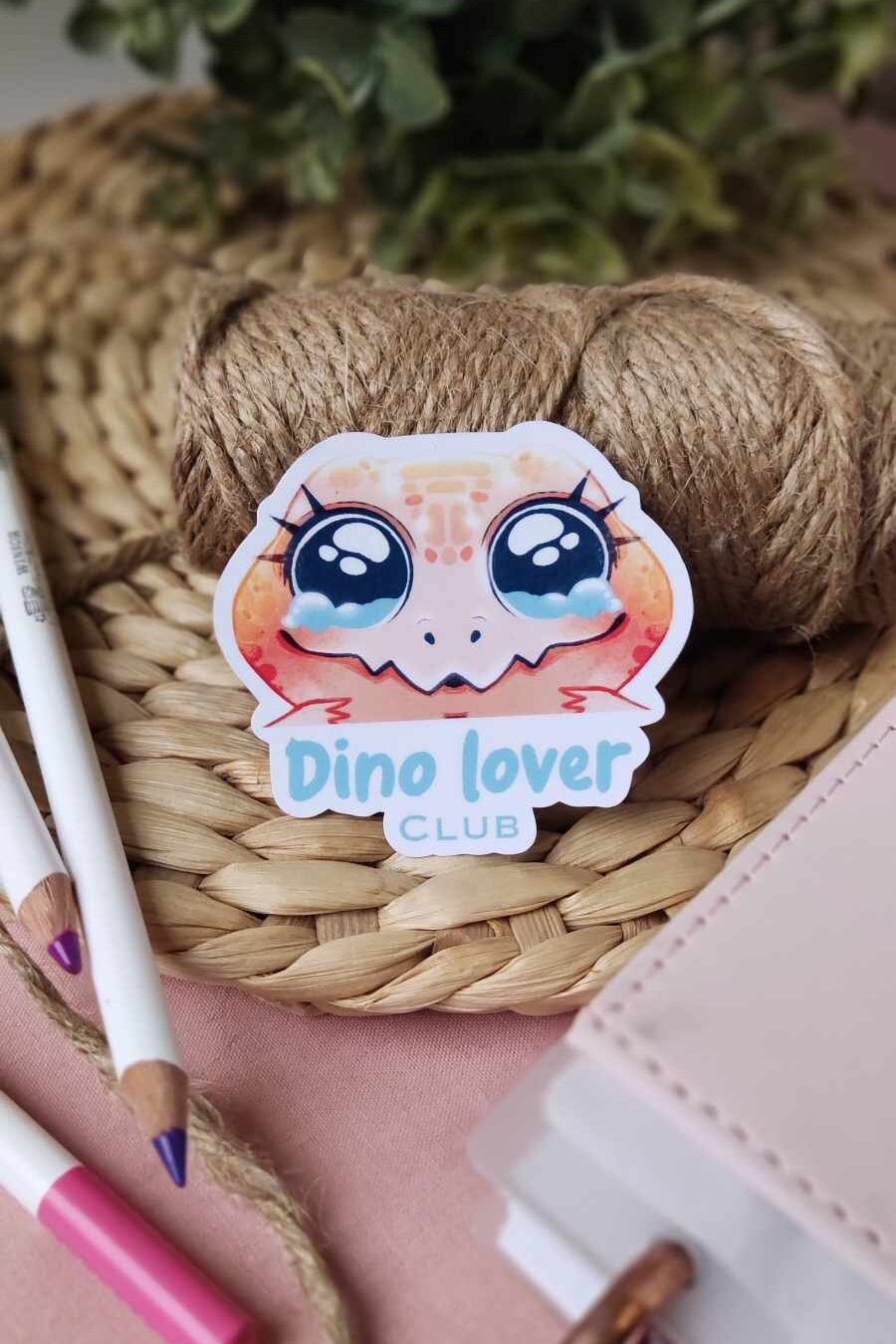 Sticker dino club mignon déco ordinateur