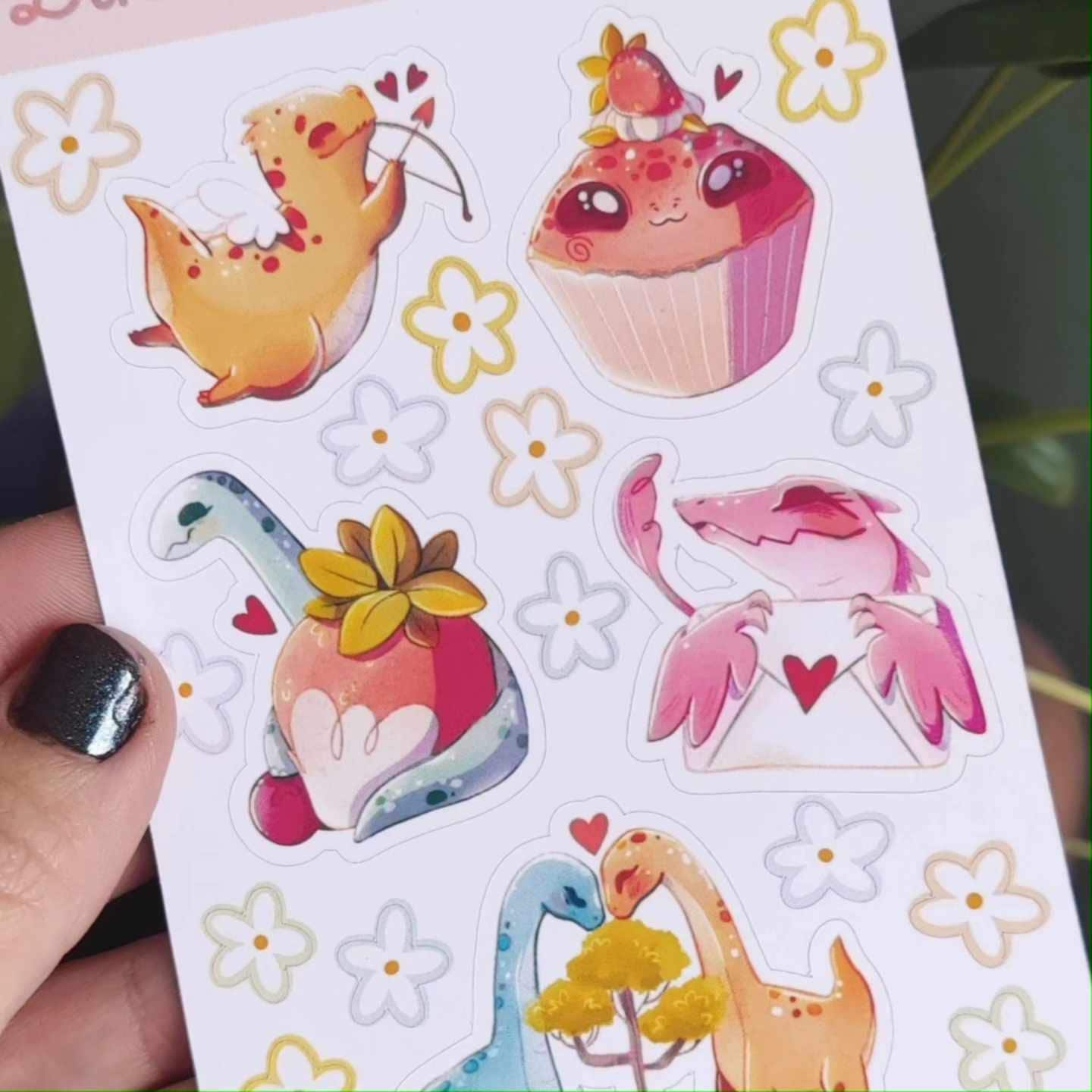 Planche de stickers pour BuJo/ planner ou décoration / autocollants mignons / dinosaures amoureux / idée cadeau st valentin