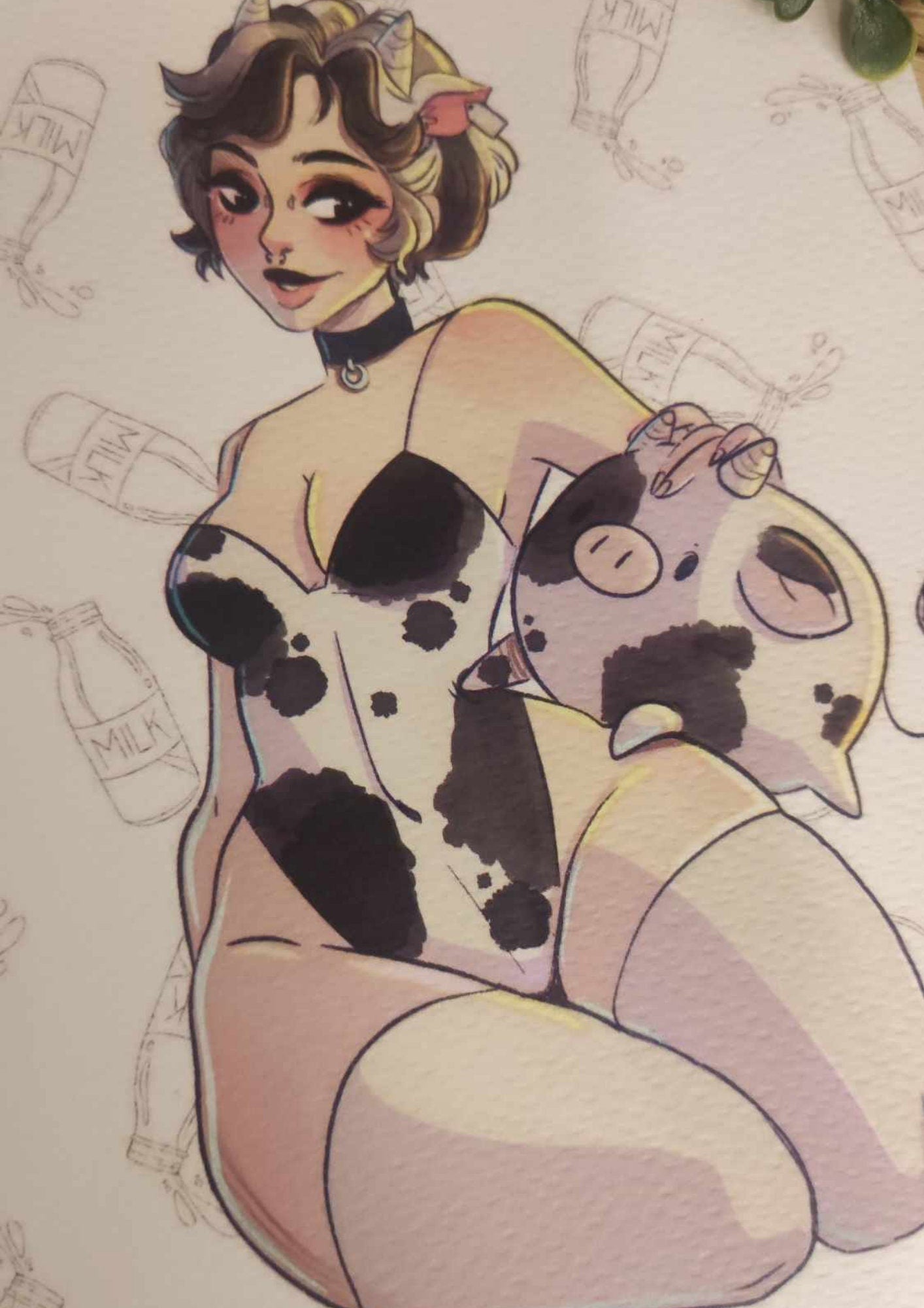 Waifu Moo print format A5, femme vache 2024 version